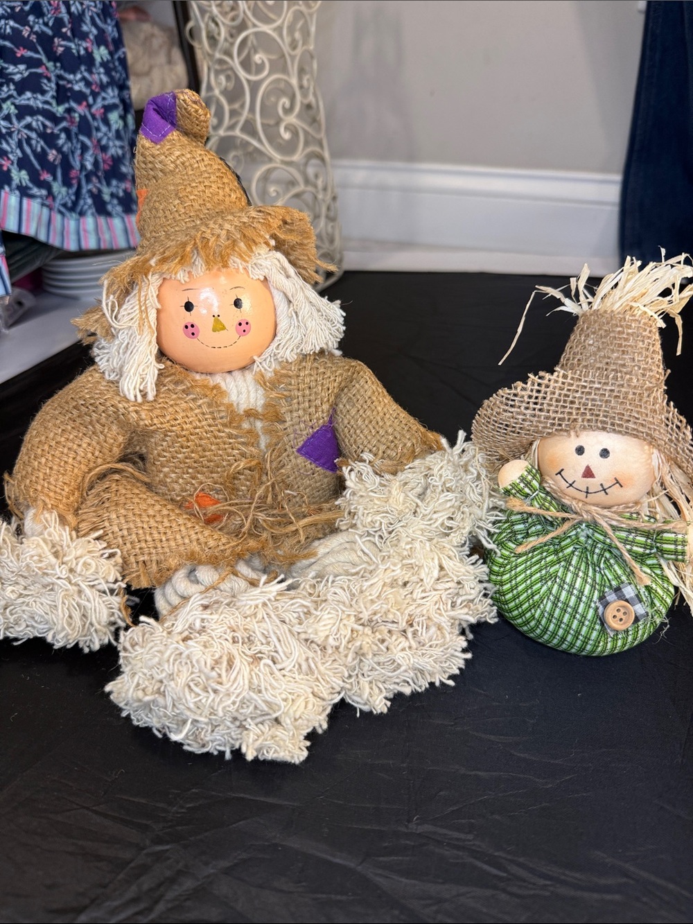 Burlap Scarecrow Doll in Tan with Cream Accents